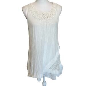 Northstyle Tank Top Size Medium White Gauze Layers Lacework Boho Peasant Prairie